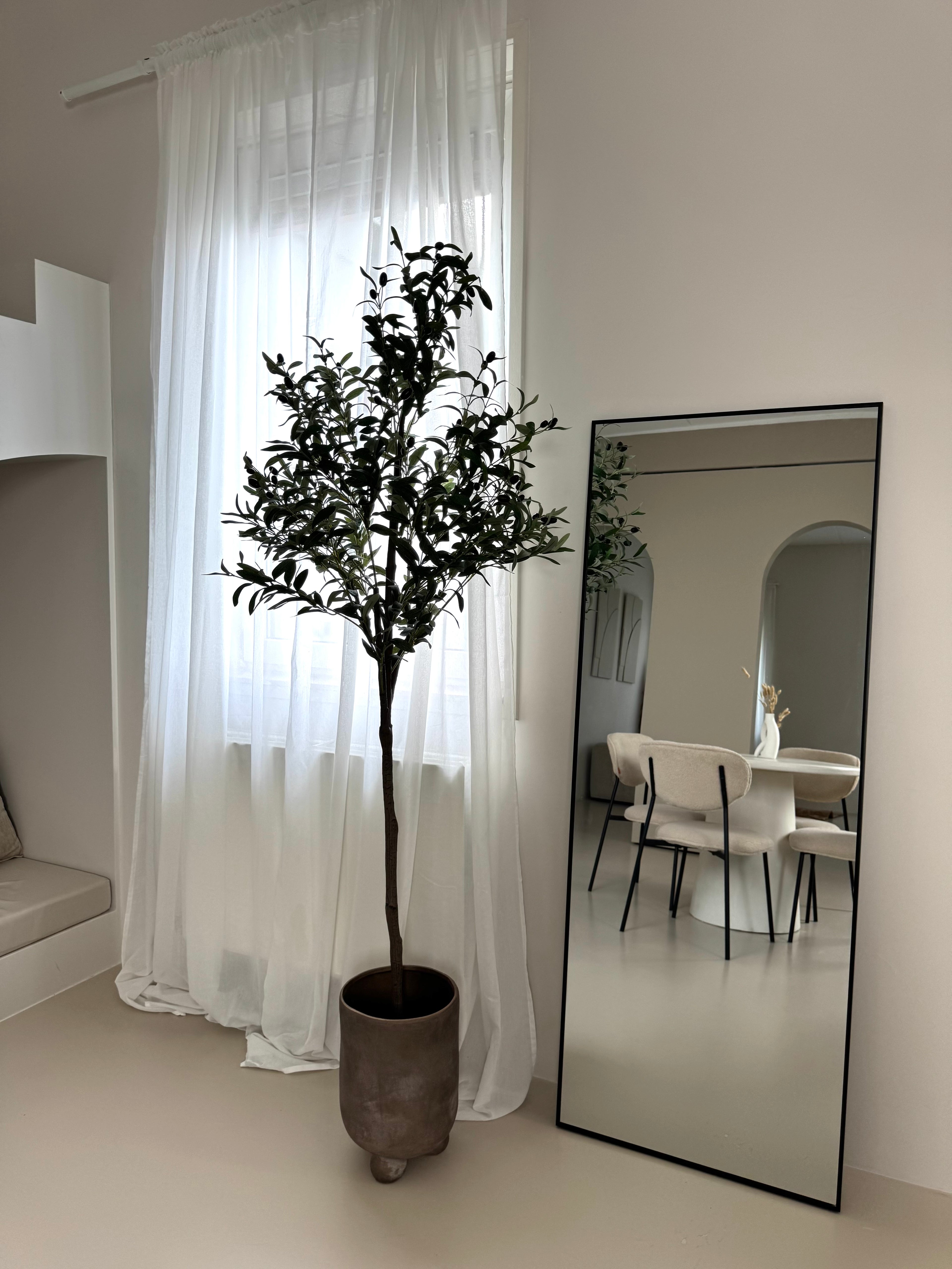 Rechthoekige spiegel zwart 160×60 cm – ophangbaar, leunend of staand met standaard