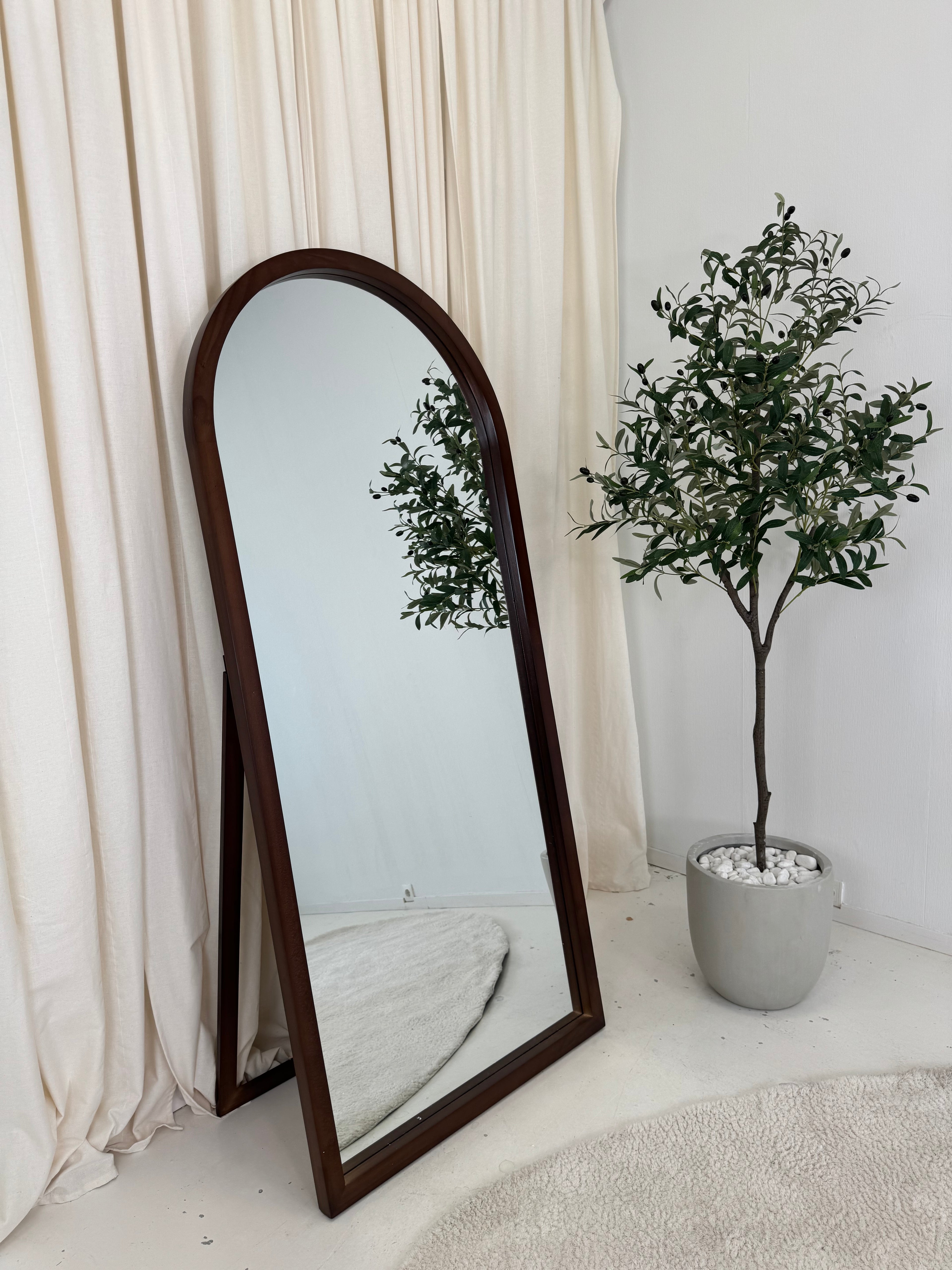 Boogspiegel hout 180×80 cm – ophangbaar, leunend of staand met standaard