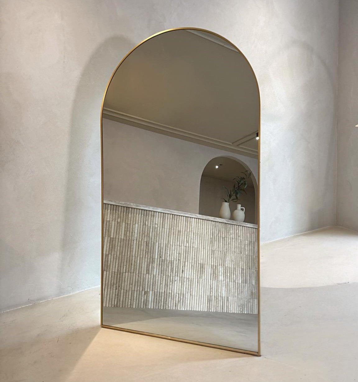 grote ovale staande spiegel 180x100 cm Goud – wandspiegel en passpiegel voor hal of slaapkamer