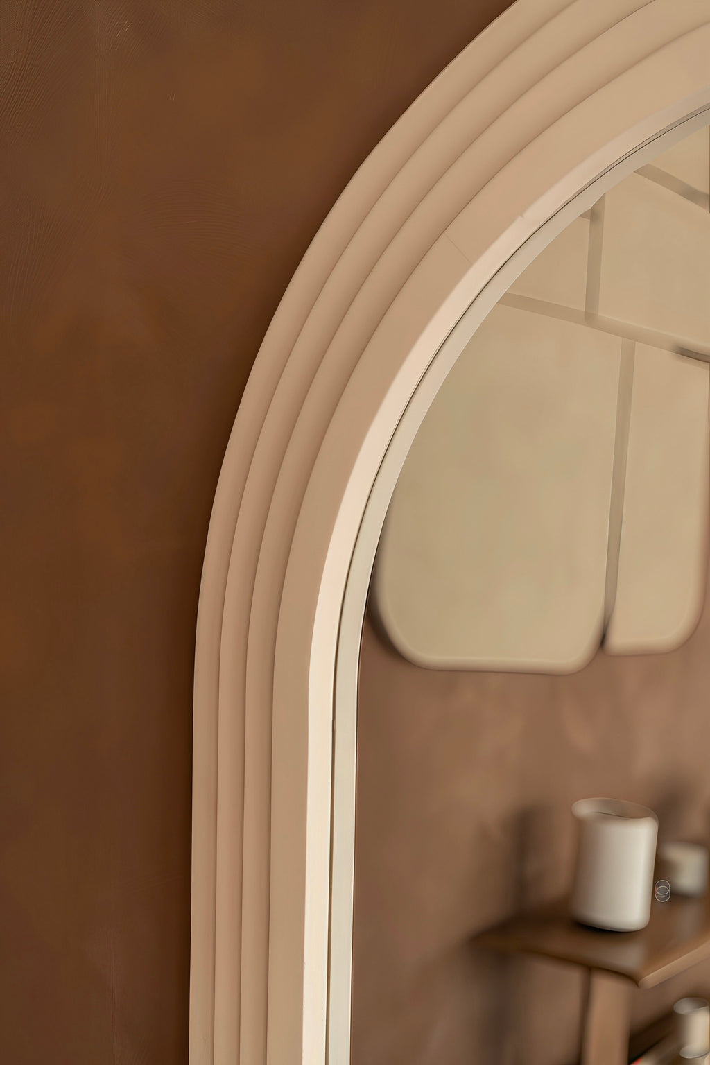 Arch mirror Japandi beige detail 180x100 cm