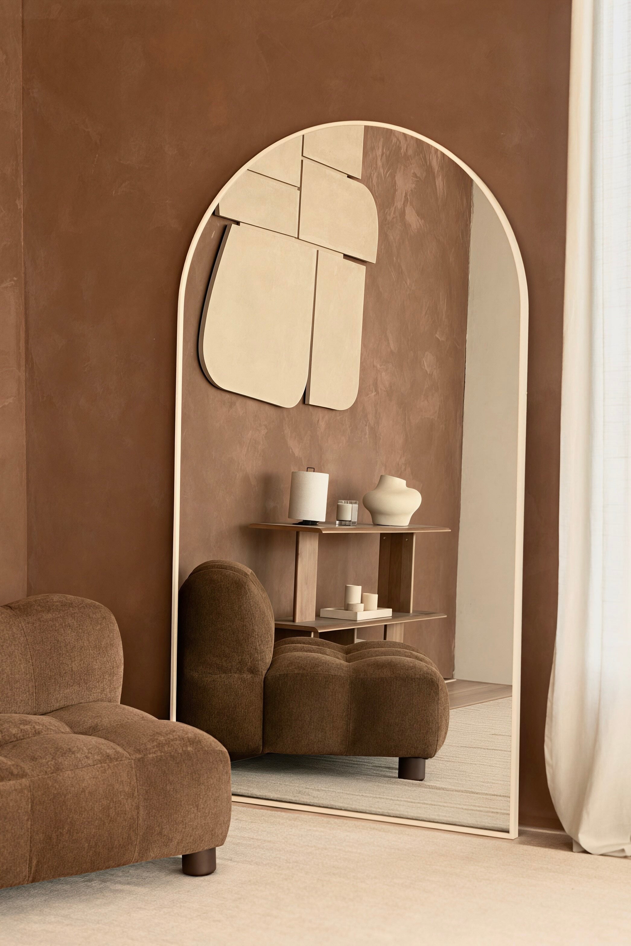 Beige Boogspiegel 180x100 cm | Arch Mirror Beige – OLSA