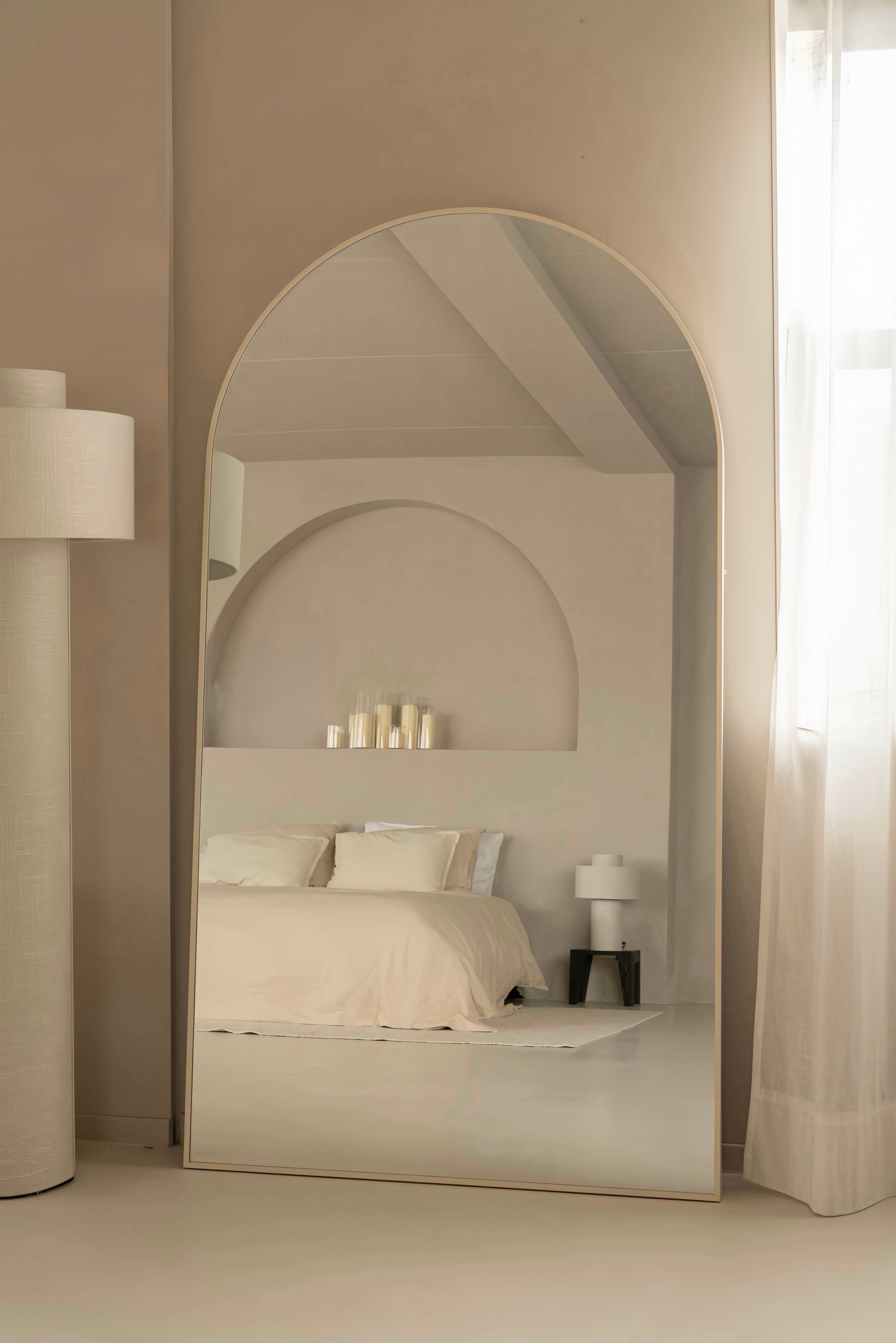 Beige Boogspiegel 180x100 cm | Arch Mirror Beige – OLSA