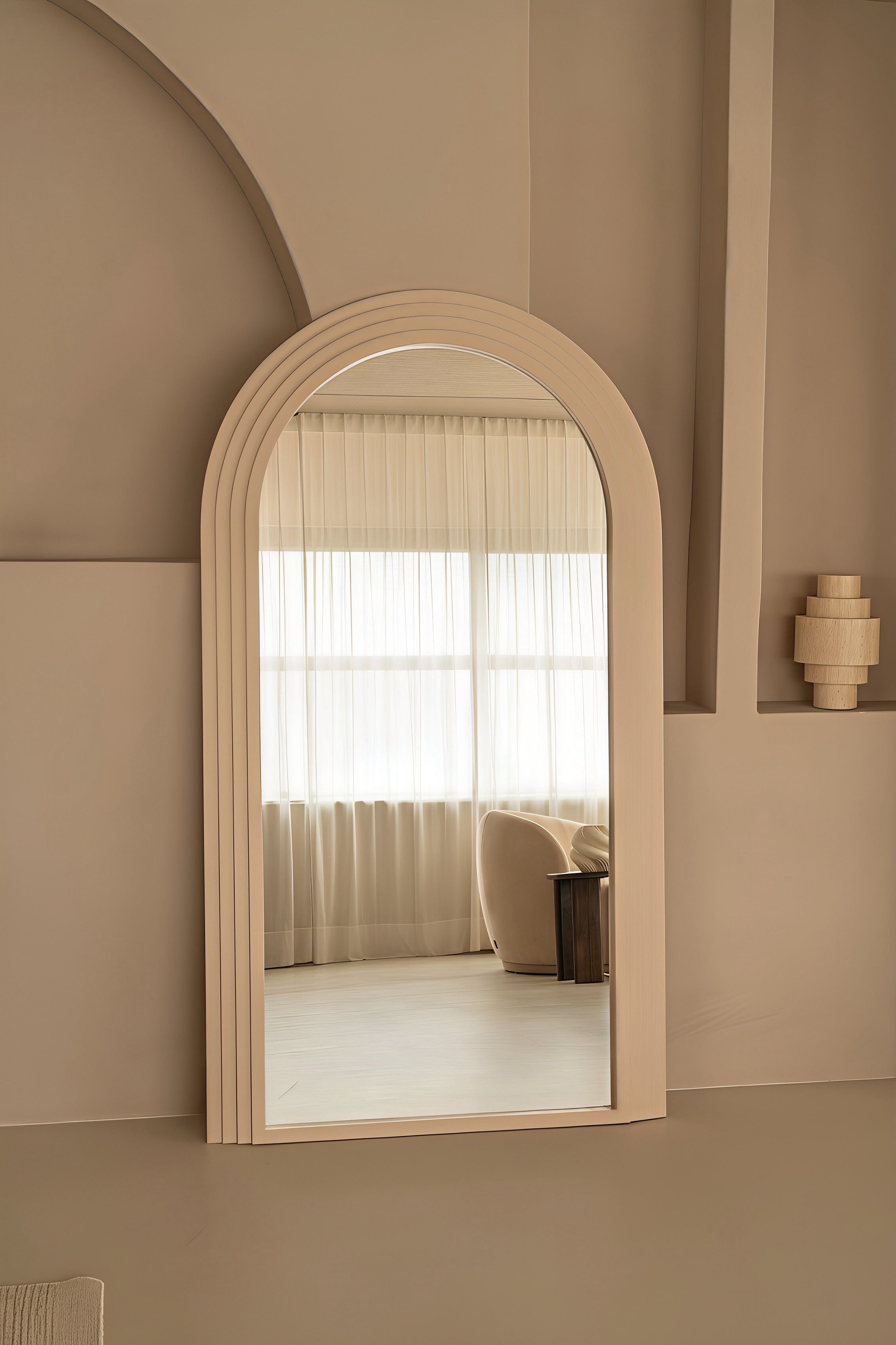 Staande boogspiegel Japandi beige 180x100 cm